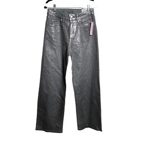 Wild Fable High Rise Wide Leg Coated Silver Metallic Jeans Size 2